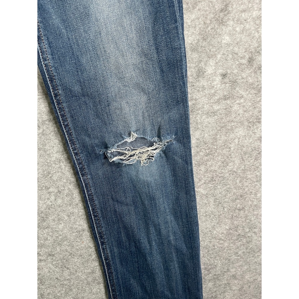 Express Stella Low Rise Cropped Skinny Jeans Blue Distressed Denim Womens 0R - Picture 2 of 14